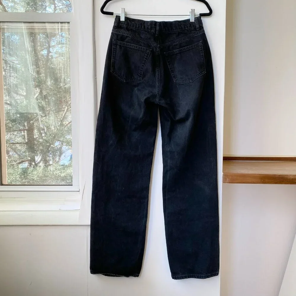 Reformation Cary Studded High-Rise Slouchy Straight-Leg Jeans Vana Black - Picture 11 of 14